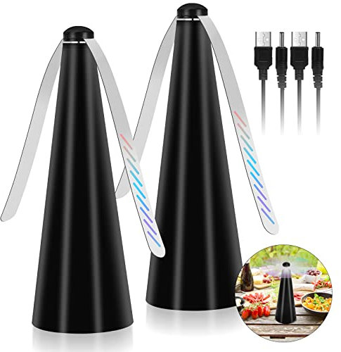 Ventilateur Anti-moustiques, 2pc Répulsif à Pales pour Insecte, Repellent Moustique Fan pour éloigner Les Mouches et Les Insectes de la Nourriture, pour Maison Dîner, Pique-Nique et Barbecue