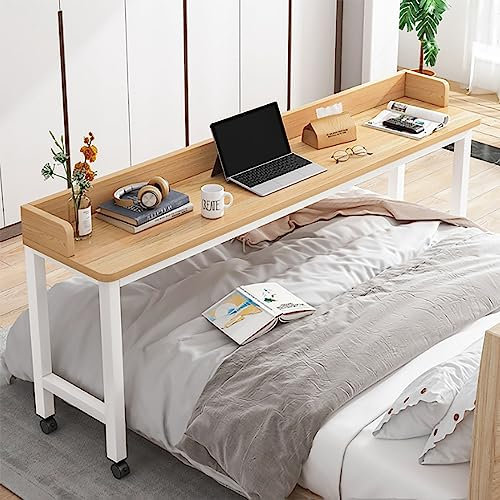 LONFAA Mesas sobre la Cama, con Ruedas, Mesa para Ordenador portátil, Ordenador móvil, Escritorio para estudiar, Trabajar, cenar