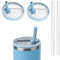 WALLFID 2 pièces de couvercles à paille flip étanches pour tumbler 40 oz,avec 2 pailles,étanches et anti-poussière,faciles à nettoyer et réutilisables,accessoires pour tasse (Bleu Ciel)