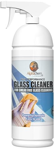 CROMAR AlphaChem Glass Cleaner 1L | Glass & Mirror Cleaner Powerful Smear-Free Quick Cleaning Formula for Glass – Mirrors – & Hard Surfaces