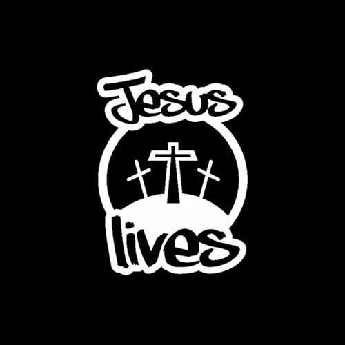 JIFENLI Autoaufkleber 9,3 cm * 12,7 cm Jesus lebt Vinyl Auto Motorrad Aufkleber Aufkleber Schwarz/Silber