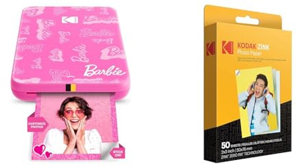 KODAK Barbie x Step Slim – kabelloser mobiler Sofortbilddrucker 2 x 3 Zoll Premium-Fotopapier (50 Blatt)