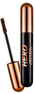Flormar Hero Volume & Curl Mascara, mascara tubing nero, mascara per ciglia perfettamente separate, allungate, effetto ciglia finte, marrone sky high
