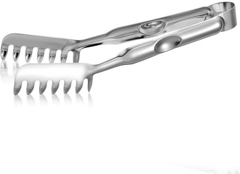 Yuanchu Nudelzange, 24cm Pasta Servieren Spaghettizang mit Zinkengriff Tong Essen Zange Edelstahl Spaghetti Küchenzange mit Ergonomischer Griff Tong für Spaghetti Backen Küche Kochwerkzeuge(24)