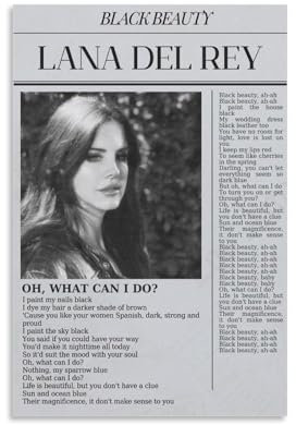 Aesthetic Singer Lana Del Rey Newspaper Style Poster Dekorative Malerei Leinwand Wandkunst Wohnzimmer Poster Schlafzimmer Malerei 12x18inch(30x45cm)