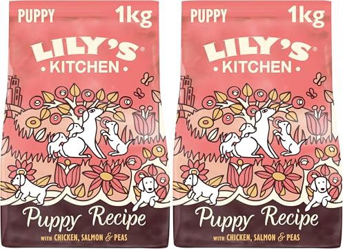 Lily's Kitchen Made with Natural Ingredients Puppy Dry Dog Food Chicken, Salmon & Peas Grain-Free Recipe 1kg (Pack of 2)