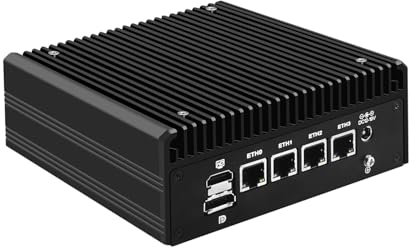 SJRC AMD Ryzen 5 5500U Mini PC sans ventilateur 4X 2,5G i226-V LAN, 6 cœurs Desktop Radeon Graphics 3X 4K Sorties HD/DP/USB C, Micro PC Win 11 Pro, 64 Go DDR4 RAM 1 To SSD pour bureau à domicile