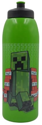 HOX Minecraft 32oz Pull Top Sports Bottle – Officially Licensed, BPA-Free, Leak-Proof & Kid-Friendly Drinkware, Green