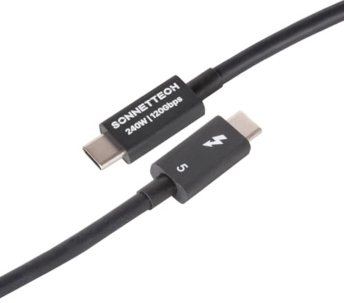 Sonnet Thunderbolt 5-Kabel, 2.6ft / 0,8 m, Intel zertifiziert, 80 Gbit/s, 240 W Ladung, 8K-Video, kompatibel mit Thunderbolt 3, Thunderbolt 4, USB4 und USB-C-Geräten | 80Gbps Thunderbolt 5 Kabel mit 240W Power Delivery für Laptops, Dockingstationen und hochauflösende Displays