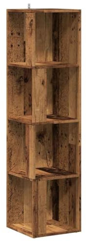 Generico Kangqiling 856722 Eckregal aus Altholz, 33 x 33 x 132 cm, Spanplatten, Braun, 856722