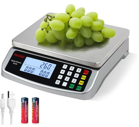 waage küche 40kg 1g Küchenwaage digital genau food scale mit Großer Edelstahl Wiegefläche Digitalwaage 4 Einheiten g/kg/lb/oz feinwaage mit LCD Display und 2 Batterien Tara Funktion
