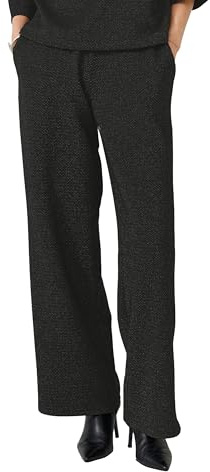 s.Oliver Damen Hose lang, Wide Leg Jacquard-Hose mit Glitzergarn und Elastikbund