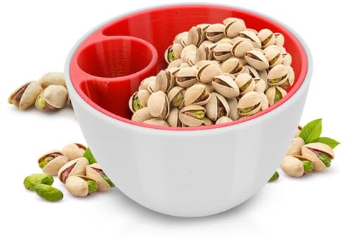 Pssopp Tazón de Almacenamiento para Servir Nueces, Versátil Use Plato de Doble Capa Tazón de Pistachos para la Cocina de la Cocina Pistachos de maní Edamame (Rojo)