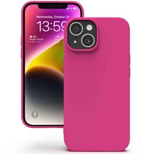 YATWIN Hülle für iPhone 14, Silikon Handyhülle mit Futter, 1mm Kamera und Displayschutz, Dünn & Leicht, Anti Kratzer Case, Magenta