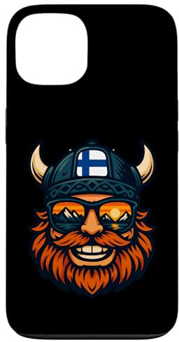Finnischer Wikingerhelm Finnland und Berg Sonnenuntergang Reflexion Hülle für iPhone 13