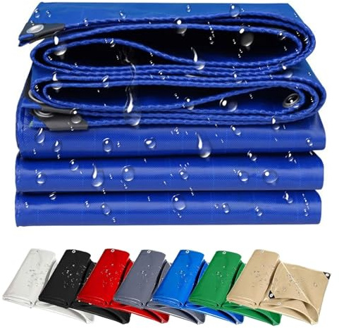 Bâche Imperméable 190 x 220 cm Imperméable et Indéchirable avec Œillets Housse de Protection Étanche pour Bois, Jardin, Toiture, Piscine, Bleu