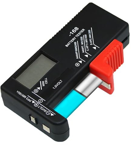 Ebksqs BT-168D Comprobador de Pilas Digital, Medidor Carga Pilas Universal con Pantalla LCD para AAA AA C D 9V 1.5V y Pilas de Botón