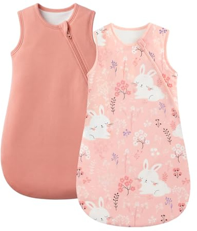WYTbaby 2er Pack Baby Schlafsack 1.5 Tog, 100% Baumwolle Babyschlafsack für Kleinkind Neugeborene Jungen Mädchen