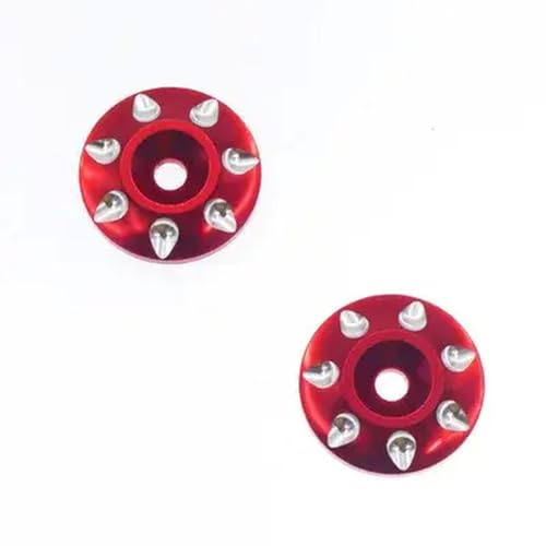 MIGHTY SCAPERS RC Metal Rear Wing Buttons Gasket für 1/8 Scale Off-Road Buggy - M3 Tail Fix Spacer, 2-Pack(Red)