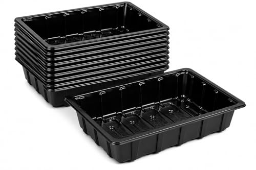 Pack of 10 - Half Size Seed Tray Propagation Tray for Seedlings Herbs Microgreens Plants – Durable Plastic Grow Tray with No Drainage Holes – Indoor Greenhouse Windowsill Seed Starting Tray