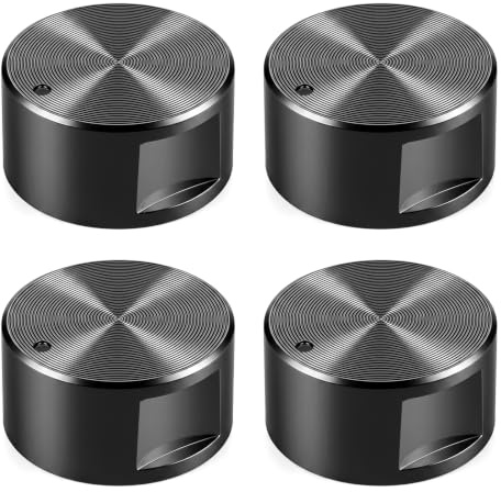 FIMJEP 4 Pezzi Manopole per Forno e Piano Cottura 6mm, Pomelli Gas in Metallo Nero per Fornello, Cucina e Stufa, Ricambio Universale di Ricambio Facile da Installare