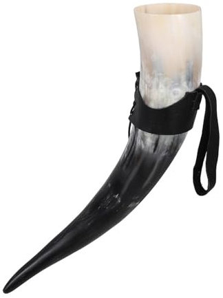 FUNOMOCYA Corne à Boire Viking Grosse Capacité en Corne Jaune Pointue, Design Médiéval Unique, pour Fêtes à Thème et Voyages
