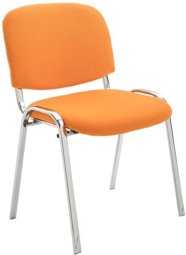CLP Konferenzstuhl Ken Chrom mit hochwertiger Polsterung und Stoffbezug I Stapelstuhl mit robustem Metallgestell in Chromoptik, Farbe:orange