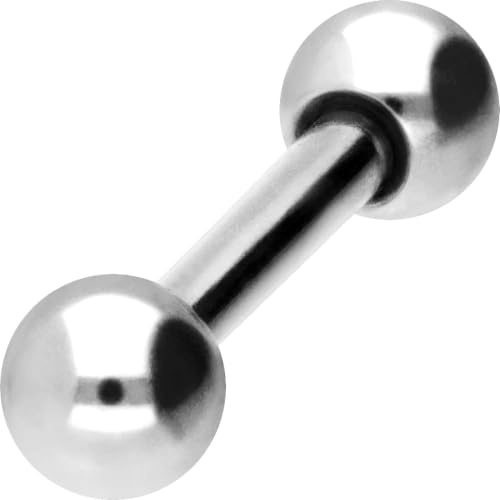 PIERCINGLINE Chirurgenstahl Barbell | 2 KUGELN | Piercing Stab Brust Intim Ohr Zunge | Größen & Farbauswahl