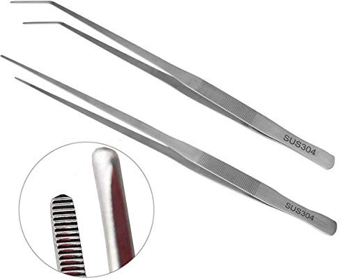 48cm Straight Curved Stainless Steel Extra Long Tweezers Set,Aquarium Cleaning Tool Fish Tank Aquatic Plants Forceps,Mega Reptile Feeding Tongs