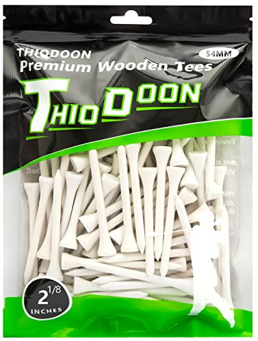 THIODOON Golf-Tees,54mm weniger Reibung, Holz-Tees, Training für Golfspieler, professionelle Golf-Tees aus Naturholz, 100 Stück Weiß