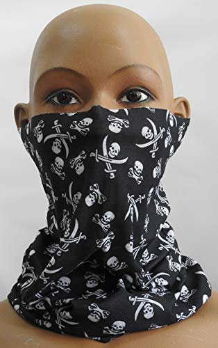 COFI 1453 Multifunktionstuch Halstuch Schlauchschal Atmungsaktiv Gesichtschutz Mundschutz Gesichtmaske Piratentotenkopf M32