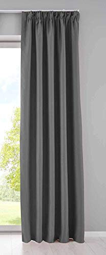 Gardinenbox Vorhang Blickdicht »Newyork« verdeckte Schlaufen Dunkelgrau HxB 245x295 cm 1er-Pack Thermo-Gardine Verdunkelungsvorhang Blackout schalldämmend ÖKOTEX Kräuselband Raffhalter, 202020610