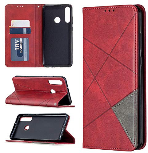 QiongniAN Funda para Huawei P Smart Z,Funda para Huawei Honor 9X Stk-LX2 / Y9 Prime 2019 STK-L22 Stk-LX3 STK-L03B / P Smart Z Stk-LX1 STK-L21 Funda Cartera de Cuero con Solapa Case Red