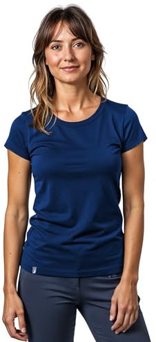 ALPIN LOACKER Merino Shirt Damen Kurzarm und Poloshirt I atmungsaktives Funktionsshirt schnelltrocknend für Sport und Wandern I Merinowolle Tshirt und Thermooberteil, Blau M