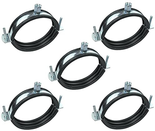 AERZETIX - C49899 - Satz von 5 - Schellen isophonisch - Befestigungshalter mit Dichtung - für Schlauch Ø 3 1/2'' 95-103mm - DIN EN 10111 - aus verzinkter Stahl - zum Anschrauben М8