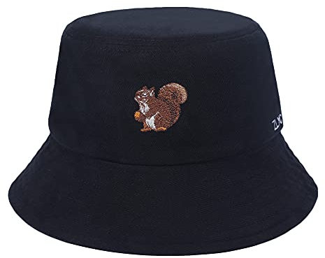 ZLYC Männer Frauen Sommer Fischerhüte Obst Hut, Squirrel Black, One Size