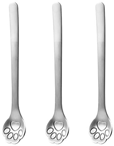 Hemoton Juego de 8 cucharas de café de pata de gato, cucharadita de acero inoxidable para helados especiales, aperitivo, azúcar, garras de gato, cucharas de postre como se muestra