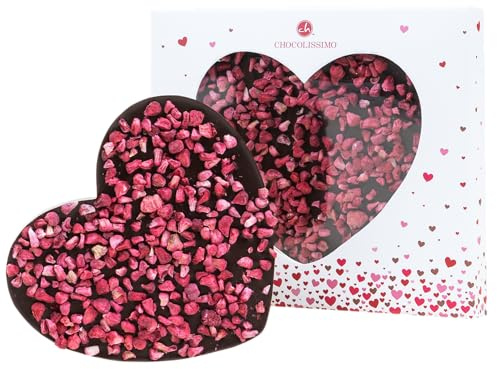 Coeur au chocolat noir avec des framboises | Idée cadeau | Offrir | Premium| Amour | Femme | Homme | Saint Valentin | Pâques | Noel | Anniversaire
