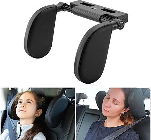 hifrom Kopfstütze Auto, Auto Kopfstützen Kissen mit weicher Auflage, Breite und Höhe einstellbar, Nackenstütze für Kinder und Erwachsene, Nackenstütze Auto zum Schlafen (Schwarz)