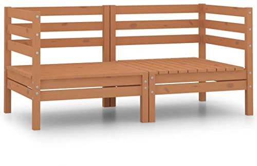 vidaXL Gartensofa 2-Sitzer, Gartenmöbel 2 Ecksofa, Modular Sofa Lounge Sitzgruppe für Garten Terrasse Balkon, Loungemöbel, Honigbraun Kiefer Massivholz