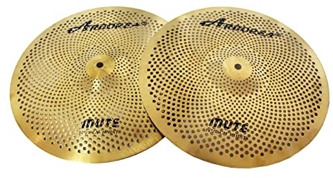 Arborea Low Volume Hi Hat Cymbals 14 inches Practice Hi Hats Cymbal Set Golden Silent High Hat Cymbals For Drums