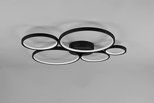 lightling LED Deckenleuchte Sina schwarz matt Metall, dimmbar mit Lichtsteuerung über integrierten Switch Dimmer, 49W, Höhe 5.5 cm, Breite: 59 cm, Tiefe: 53 cm