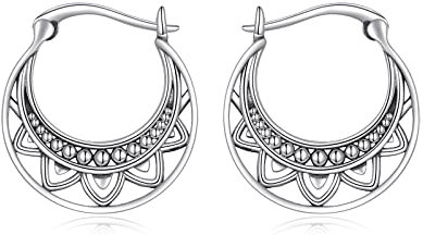 ONEFINITY Balinesische Tribal kleine Boho Creolen Vintage Halbmond Sterling Silber Ohrringe Geschenk für Frauen