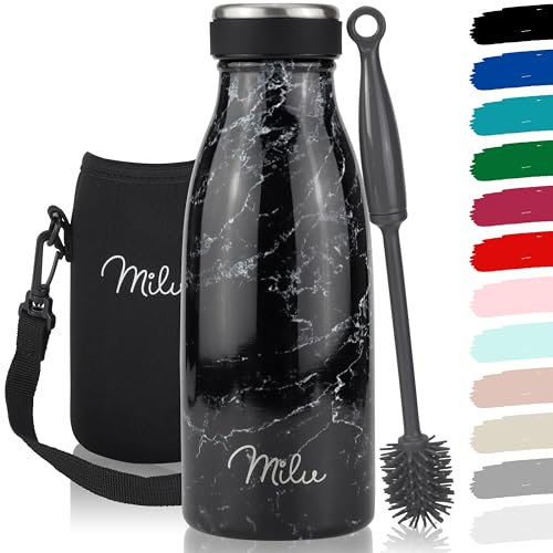 Milu Stainless Steel Drinking Bottle 350 ml - Insulated Thermo Flask for Water - Leak Proof, Insulated and Double Walled, Carbonated (Granite, 350 ml)