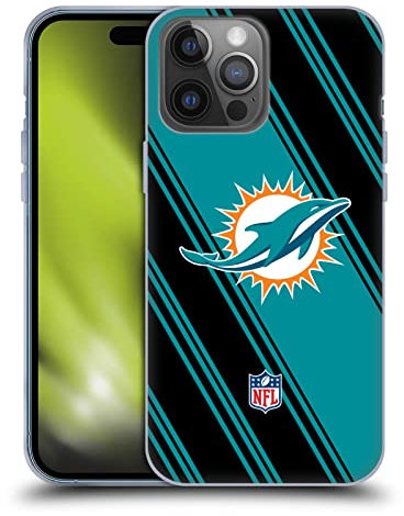 Head Case Designs Licenciado Oficialmente NFL Rayas Obra de Arte de Miami Dolphins Caso Funda de Gel Suave Compatible con Apple iPhone 14 Pro MAX