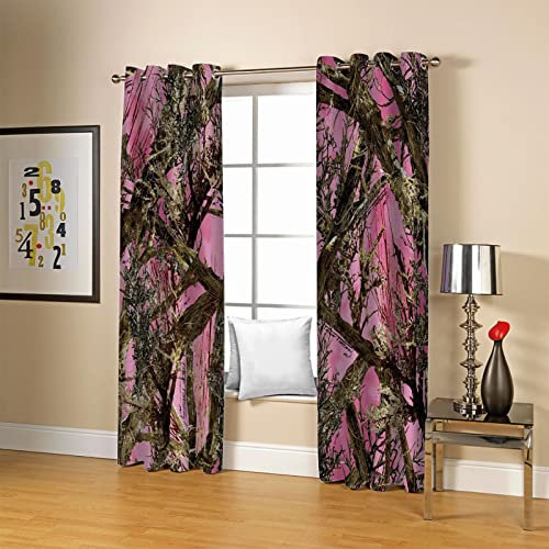 YUANSH Outdoor Curtains For Pergola Gazebo 2 Panels 79X84 Inch Drop Pink Vine Print Blackout Curtains For Kids Boys Girls Bedroom Living Room Nursery Soft Thermal Insulated Eyelet Window Curtains