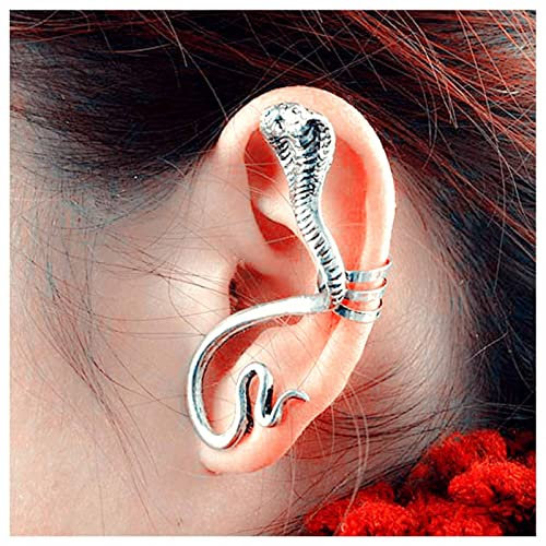 Cimenexe Punk Schlange Ohrmanschette Ohrring Retro Kobra Ohrringe Silber Schlange Ohr Crawler Ohrring Große Schlange Ohrstecker Ohrring Übertrieben Tier Knorpel Clip Ohrring Schmuck Für Frauen Und