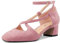 Castamere Femmes Mi Bloc Chunky Talon Heel Carré Bout Lanières Croisées Escarpins Party Cute Chaussures Rose Suède A 44 EU