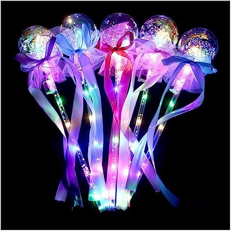 Toys Star Wand Magic Wand LED Kreative Attraktive Kleine Spielzeuge Geeignet für Neujahrstag, Valentinstag, Ostern, Thanksgiving, Halloween, Weihnachtsstern Zauberstab (Runde Kugel) (1 Stück)