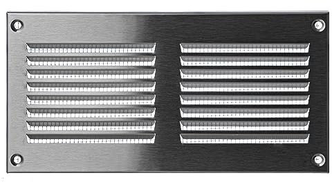 Steinberg14 Stainless Steel 200x100 mm / 8x4 inch Ventilation Grille Metal Exhaust Air Grille Ventilation with Insect Screen
